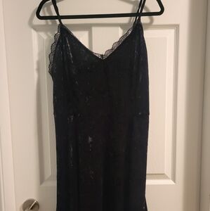 Black velvet slip dress